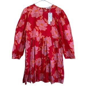 Olivaceous Baby Doll Pink and Red Floral Dress Size L NWT